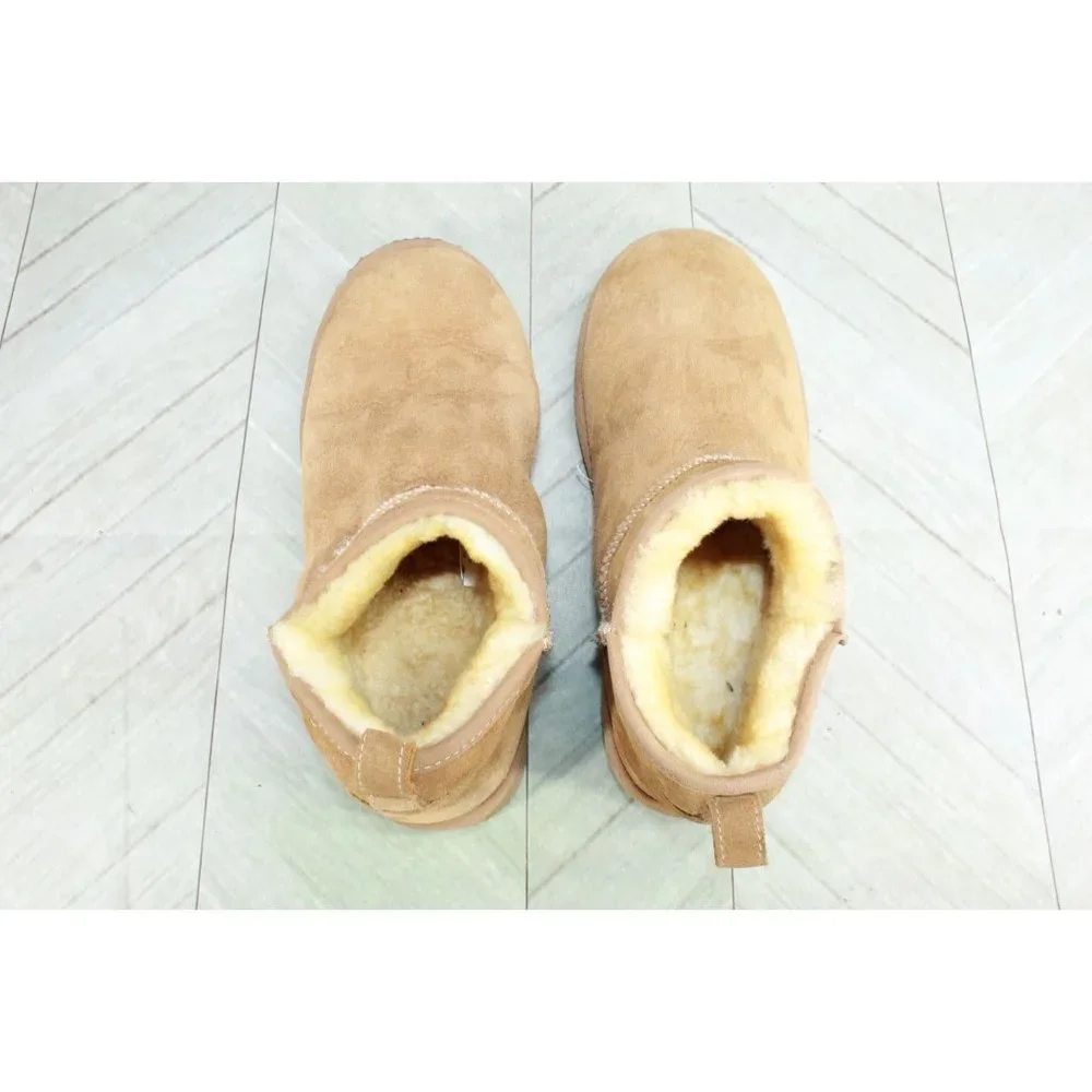 LL Bean Brown Suede Wicked Good Shearling Lined Ankle Boots Slippers 8 M - Picture 6 of 9